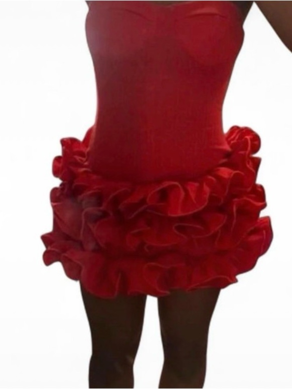 Backless Red Ruffle Mini Dress - Flirty Evening Style